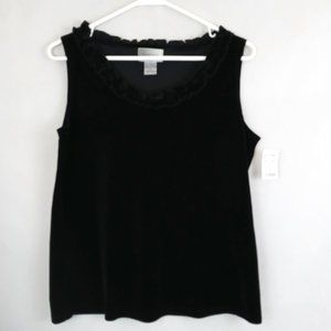 NWT Sybelle Petite Black Velvet Blouse Size PM